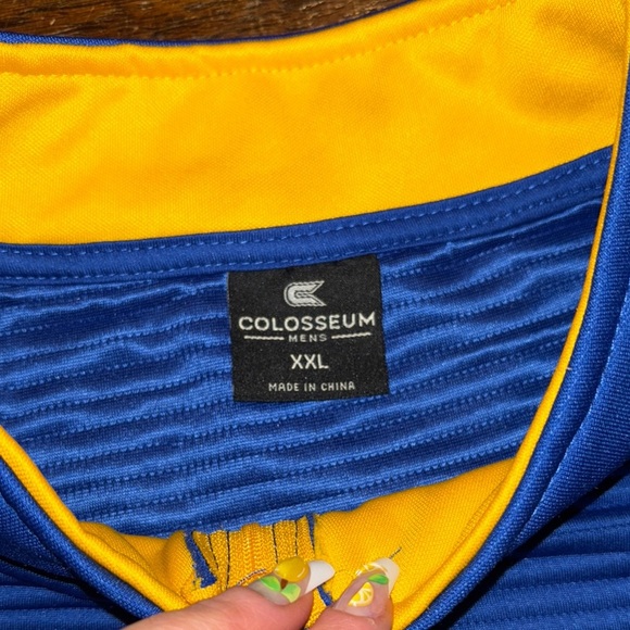 Colosseum PITT Blue and Yellow Zip Up Sweater with Textured Pattern - Picture 5 of 9